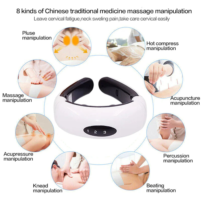 Electric Neck Massager with Pulse and Magnetic Therapy for Muscle Relaxation