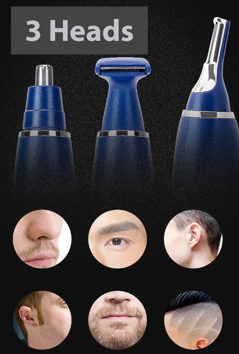 3-in-1 Portable Nose Hair Trimmer Set | Nose, Ear, Eyebrow & Body Hair Trimming