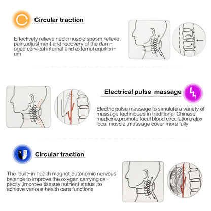 Electric Neck Massager with Pulse and Magnetic Therapy for Muscle Relaxation