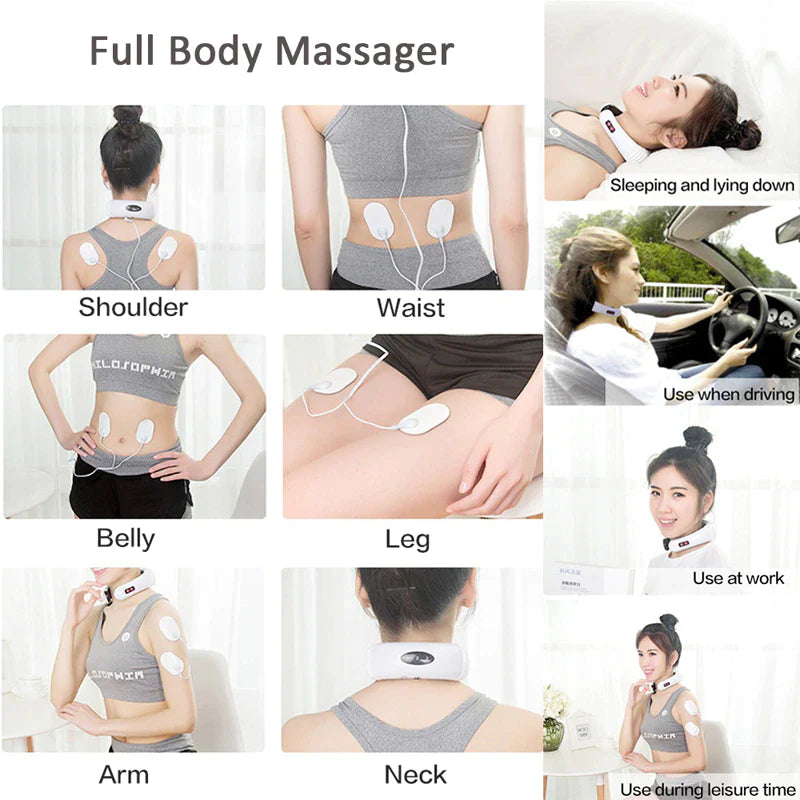 Electric Neck Massager with Pulse and Magnetic Therapy for Muscle Relaxation