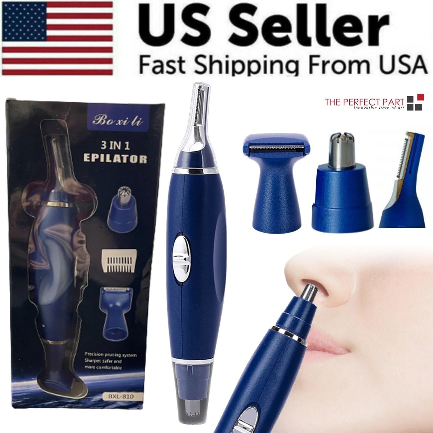 3-in-1 Portable Nose Hair Trimmer Set | Nose, Ear, Eyebrow & Body Hair Trimming